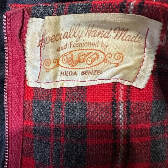 Vintage Handmade Wool Plaid Pencil Dress - Picture 3 of 4